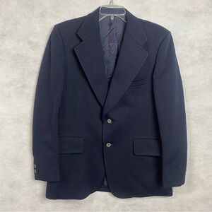 Vintage 70s Hart Schaffner Marx Blazer Mens 44 Navy Pinstripe Sport Coat
